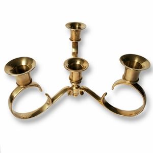 Solid Brass 3 Arm 4 Candlestick Holder Antique